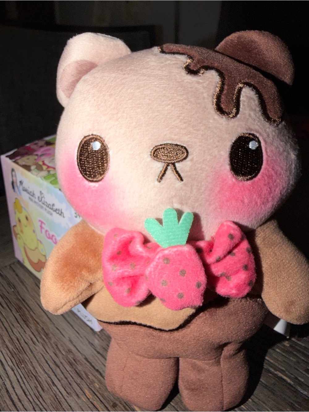 Plush Strawberry Bear Soft Toy - Pink & Brown